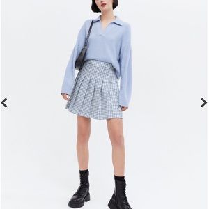 NewLook- Blue Houndstooth Mini Skirt